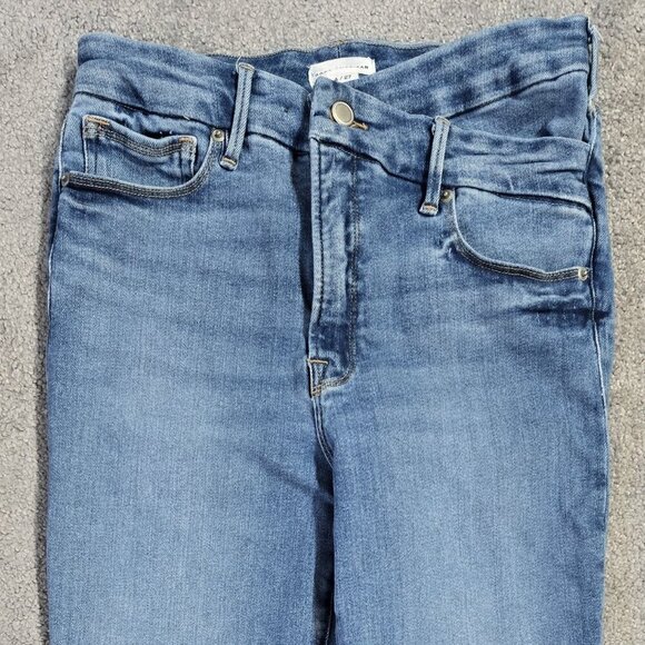 Good American Good Classic Crossover Waist Straight Leg Jeans GCCOWB014TP - Picture 3 of 9